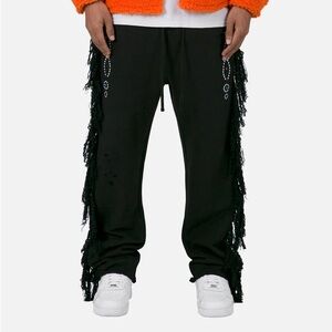 MNML Black Fringe Joggers